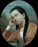 Almeida Junior Portrait of a young woman oil